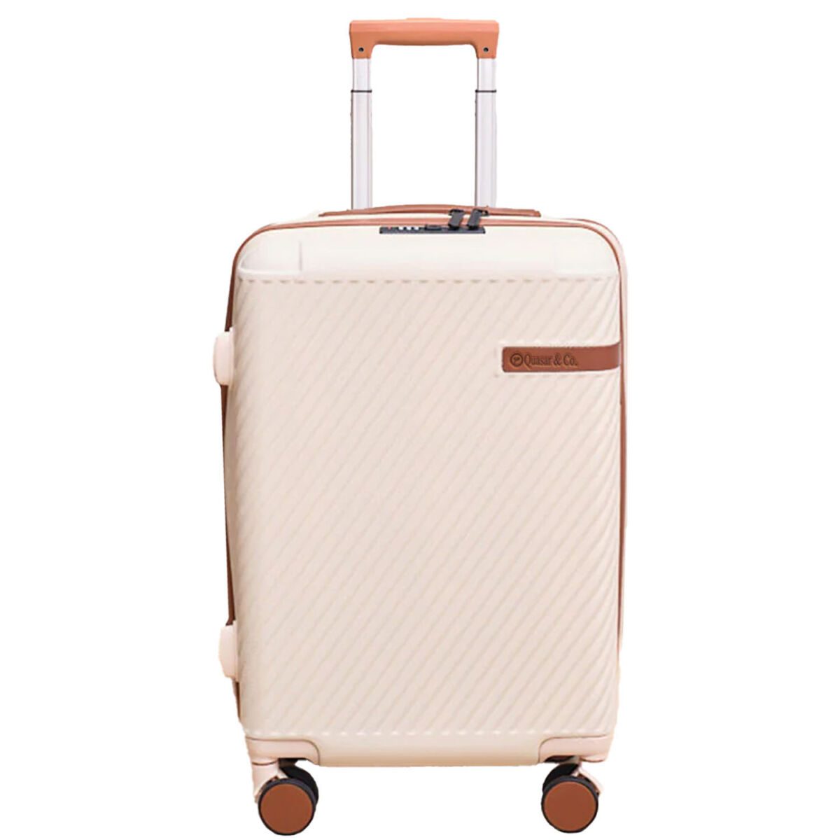 Troler mediu extensibil Quasar & Co.®, 64x41x26.5-31 cm, bagaj de cala, valiza cu cifru, maner telescopic lung, geamantan cu 4 roti duble silentioase 360°, ABS, 2 compartimente cu buzunar, LUXOR, bej 2 Troler mediu extensibil Quasar & Co.®, 64x41x26.5-31 cm, bagaj de cala, valiza cu cifru, maner telescopic lung, geamantan cu 4 roti duble silentioase 360°, ABS, 2 compartimente cu buzunar, LUXOR, bej 2