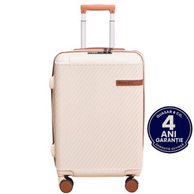 Troler mediu extensibil Quasar & Co.®, 64x41x26.5-31 cm, bagaj de cala, valiza cu cifru, maner telescopic lung, geamantan cu 4 roti duble silentioase 360°, ABS, 2 compartimente cu buzunar, LUXOR, bej 7 Troler mediu extensibil Quasar & Co.®, 64x41x26.5-31 cm, bagaj de cala, valiza cu cifru, maner telescopic lung, geamantan cu 4 roti duble silentioase 360°, ABS, 2 compartimente cu buzunar, LUXOR, bej 7