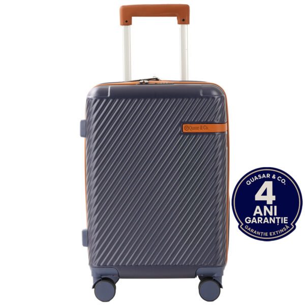 Troler mediu extensibil Quasar & Co.®, 64x41x26.5-31 cm, bagaj de cala, valiza cu cifru, maner telescopic lung, geamantan cu 4 roti duble silentioase 360°, ABS, 2 compartimente cu buzunar, LUXOR, albastru Trolere medii 2026-04-18 2