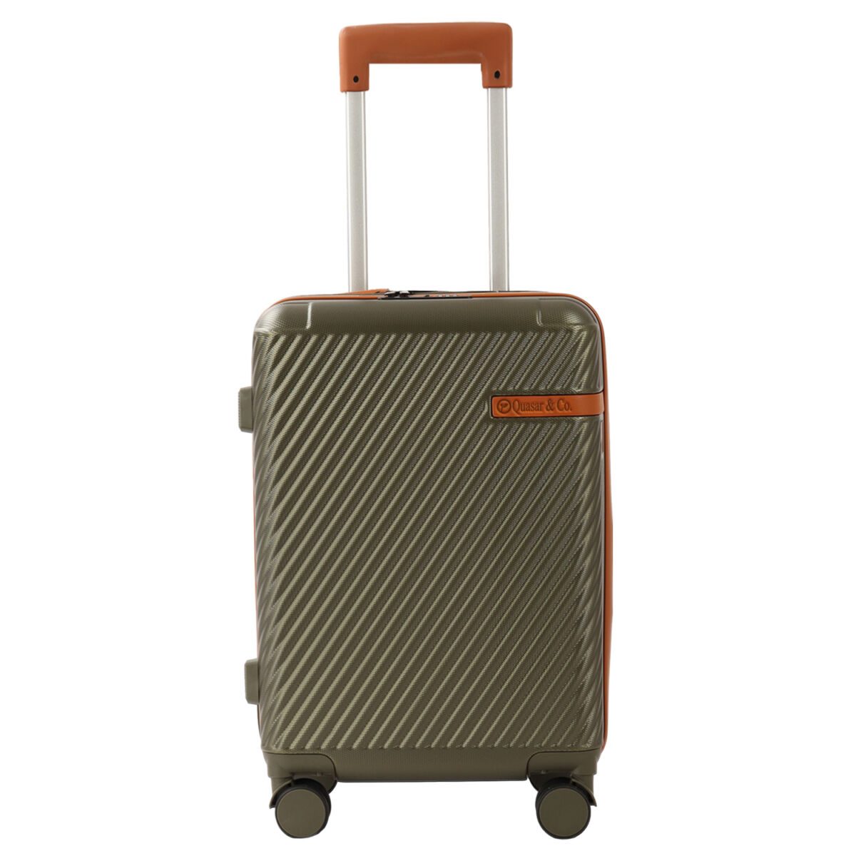 Troler cabina avion Quasar & Co.®, 56x38x23cm, bagaj de mana, troller cu cifru, maner telescopic lung, geamantan cu 4 roti duble silentioase 360°, valiza ABS, 2 compartimente cu buzunar, LUXOR, kaki 2