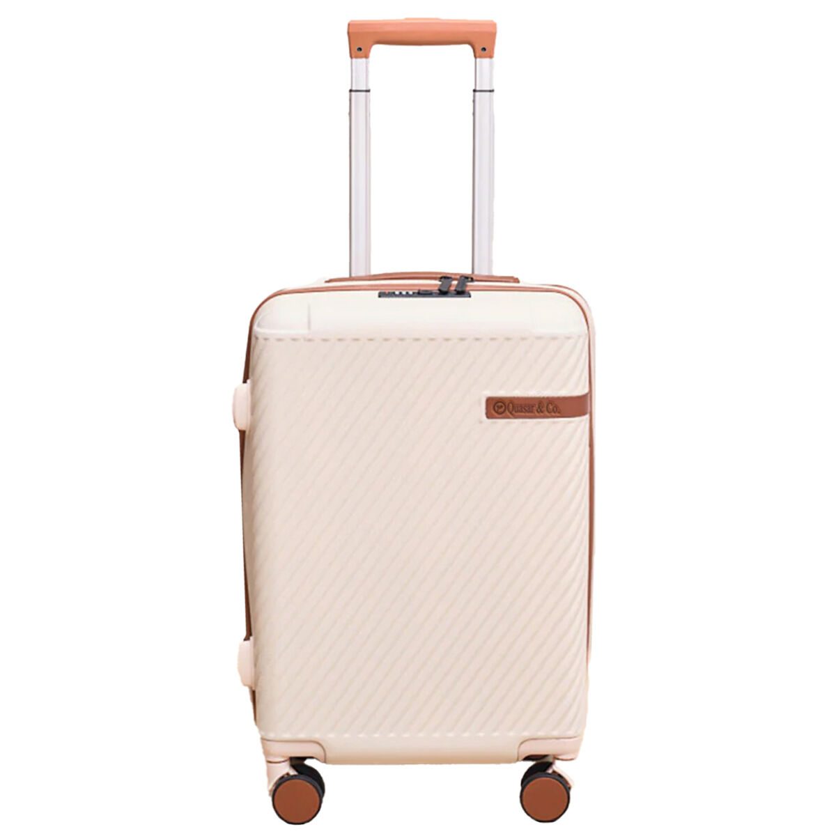 Troler cabina avion Quasar & Co.®, 56x38x23cm, bagaj de mana, troller cu cifru, maner telescopic lung, geamantan cu 4 roti duble silentioase 360°, valiza ABS, 2 compartimente cu buzunar, LUXOR, bej 2 Troler cabina avion Quasar & Co.®, 56x38x23cm, bagaj de mana, troller cu cifru, maner telescopic lung, geamantan cu 4 roti duble silentioase 360°, valiza ABS, 2 compartimente cu buzunar, LUXOR, bej 2