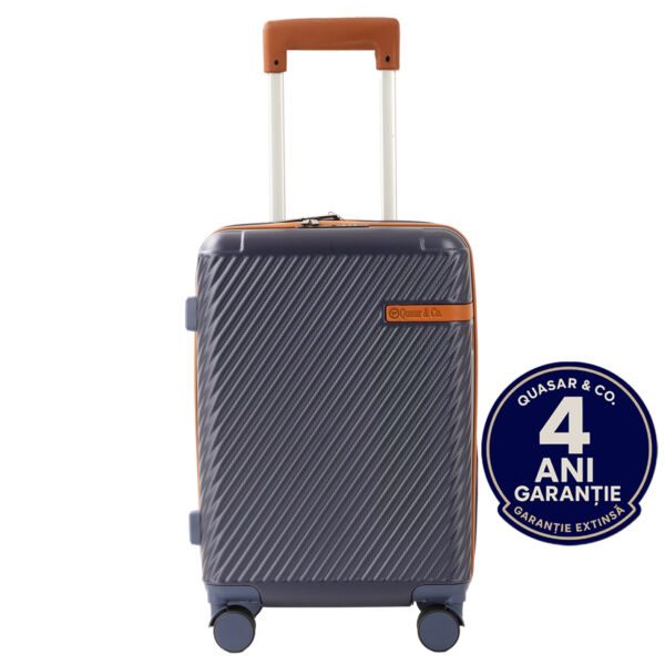 Troler cabina avion Quasar & Co.®, 56x38x23cm, bagaj de mana, troller cu cifru, maner telescopic lung, geamantan cu 4 roti duble silentioase 360°, valiza ABS, 2 compartimente cu buzunar, LUXOR, albastru Trolere cabina 2026-09-16 2