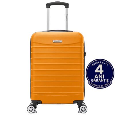 Troler cabina avion Quasar & Co.®, 55x36x20cm, bagaj de mana, troller cu fermoar antifurt, cifru, maner telescopic lung, geamantan cu 4 roti duble silentioase 360°, valiza ABS 2.8 mm, rezistent, 2 compartimente cu buzunar, 10kg, LINE, portocaliu 12 Troler cabina avion Quasar & Co.®, 55x36x20cm, bagaj de mana, troller cu fermoar antifurt, cifru, maner telescopic lung, geamantan cu 4 roti duble silentioase 360°, valiza ABS 2.8 mm, rezistent, 2 compartimente cu buzunar, 10kg, LINE, portocaliu 12