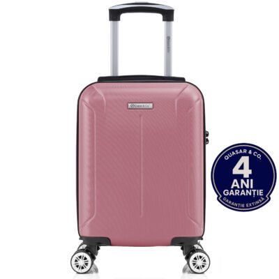 Troler cabina avion Quasar & Co.®, 40x30x20cm, bagaj de mana, troller cu cifru, valiza 4 roti duble detasabile 360°, fermoar antifurt, maner telescopic lung, geamantan din ABS extradur, captuseala buretata, 2 compartimente, buzunar, SMART, Roz pudrat 9 Troler cabina avion Quasar & Co.®, 40x30x20cm, bagaj de mana, troller cu cifru, valiza 4 roti duble detasabile 360°, fermoar antifurt, maner telescopic lung, geamantan din ABS extradur, captuseala buretata, 2 compartimente, buzunar, SMART, Roz pudrat 9
