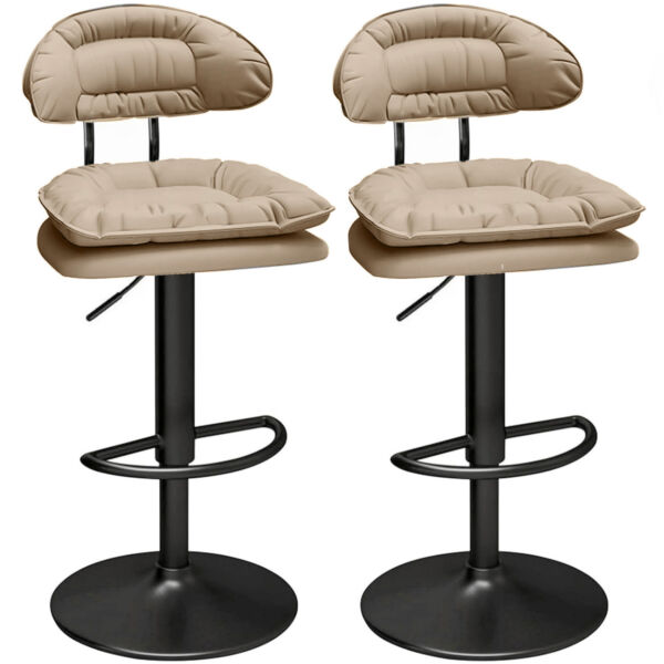 Set 2 scaune de bar, Quasar & Co.®, rotativ, sistem rotire 360°, inalt, reglabil pe inaltime, suport picioare, pretabil bucatarie, metal/piele ecologica/burete, CLEO, beige Scaune bar 2026-08-18 2