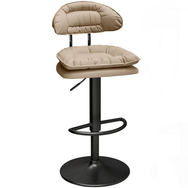 Scaun de bar Quasar & Co.®, rotativ, sistem rotire 360°, inalt, reglabil pe inaltime, suport picioare, scaune pretabile bucatarie, metal/piele ecologica/burete, CLEO, beige Scaune bar 2026-08-18 2