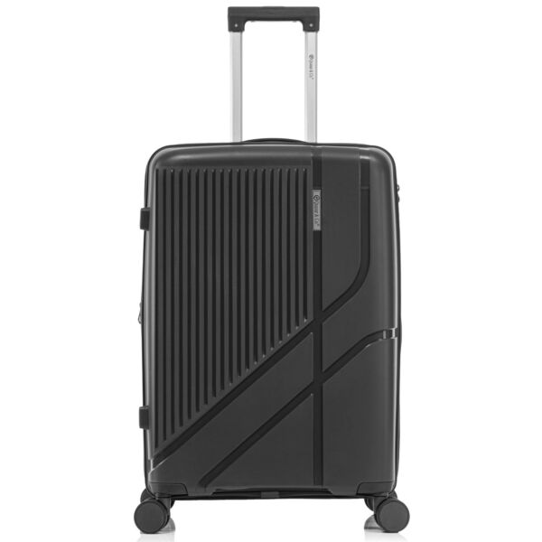 Troler mediu extensibil Quasar & Co.®, 66x43x27-31cm, bagaj de cala, troller cu cifru, valiza cu fermoar antifurt, maner telescopic lung, geamantan cu 4 roti duble silentioase 360°, PP, rezistent, 2 compartimente cu buzunar, AERO, negru Trolere medii 2026-04-18