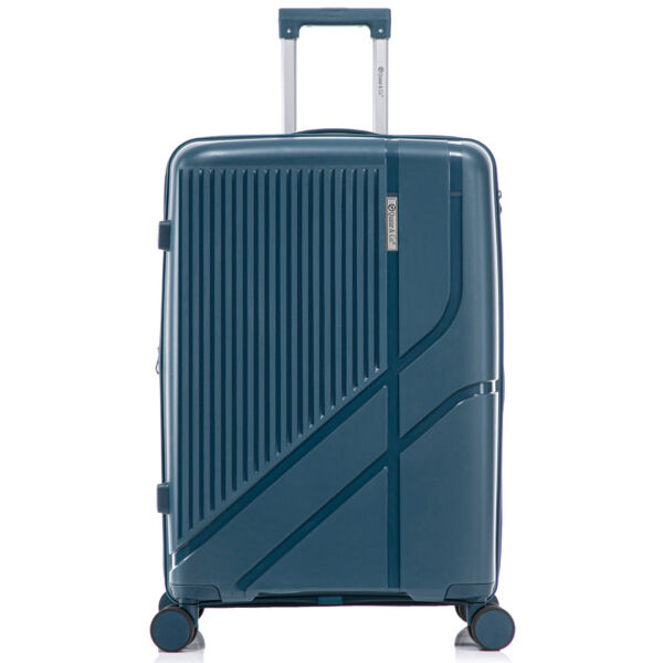 Troler mare extensibil Quasar & Co.®, 76x47x32-35cm, bagaj de cala, troller cu cifru, valiza cu fermoar antifurt, maner telescopic lung, geamantan cu 4 roti duble silentioase 360°, PP, rezistent, 2 compartimente cu buzunar, AERO, albastru petrol Trolere mari 2026-04-18