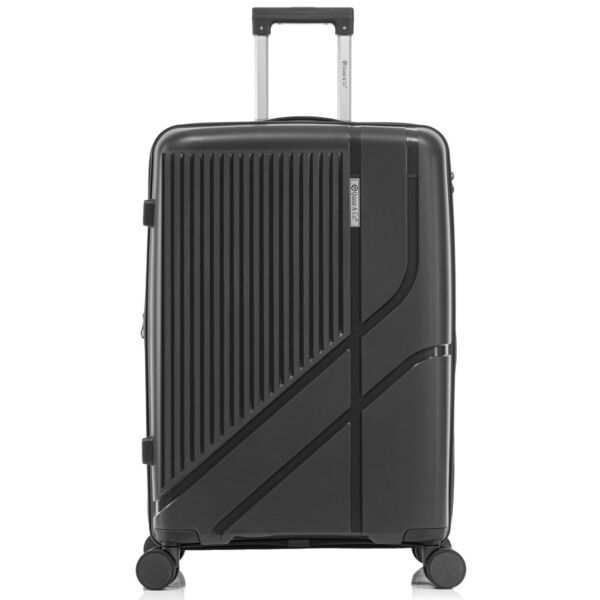 Troler mare extensibil Quasar & Co.®, 76x47x32-35cm, bagaj de cala, troller cu cifru, valiza cu fermoar antifurt, maner telescopic lung, geamantan cu 4 roti duble silentioase 360°, PP, rezistent, 2 compartimente cu buzunar, AERO, negru Trolere mari 2026-04-18