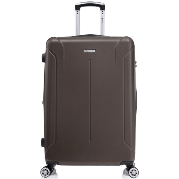 Troler mare extensibil Quasar & Co.®, 76.5x51x32-37cm, bagaj de cala, troller avion cu fermoar antifurt, cifru, maner telescopic, geamantan cu 4 roti duble silentioase 360°, valiza ABS 3 mm, 2 compartimente cu buzunar, SMART, dark coffee Trolere mari 2026-04-18