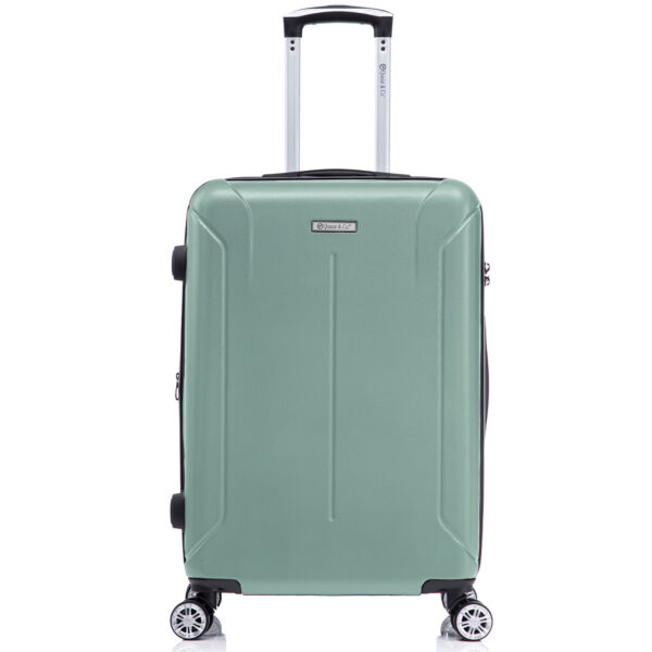 Troler mediu extensibil Quasar & Co.®, 66.5x45x28-33cm, bagaj de cala, troller avion cu fermoar antifurt, cifru, maner telescopic, geamantan cu 4 roti duble silentioase 360°, valiza ABS 2.8 mm, 2 compartimente cu buzunar, SMART, turcoaz deschis Trolere medii 2026-04-18