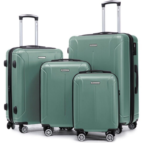 Set 4 trolere Quasar & Co.®, XS/S/M/L, valize cu fermoar antifurt, bagaje mana/cala, cu cifru, maner telescopic, geamantane cu 4 roti duble silentioase 360°, ABS, cate 2 compartimente cu buzunar, SMART, turcoaz deschis Set 4 trolere 2026-04-18