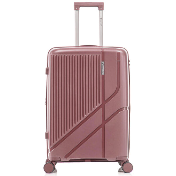 Troler mediu extensibil Quasar & Co.®, 66x43x27-31cm, bagaj de cala, troller cu cifru, valiza cu fermoar antifurt, maner telescopic lung, geamantan cu 4 roti duble silentioase 360°, PP, rezistent, 2 compartimente cu buzunar, AERO, roz pudrat Trolere medii 2026-04-18