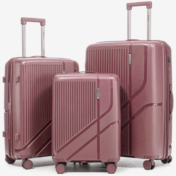 Set 3 trolere Quasar & Co.®, S/M/L, cabina/cala, valize cu fermoar antifurt, bagaje cu cifru, maner telescopic, geamantane cu 4 roti duble silentioase 360°, Mediu-Mare-extensibile, PP, cate 2 compartimente cu buzunar, AERO, roz pudrat Set 3 trolere 2026-04-18