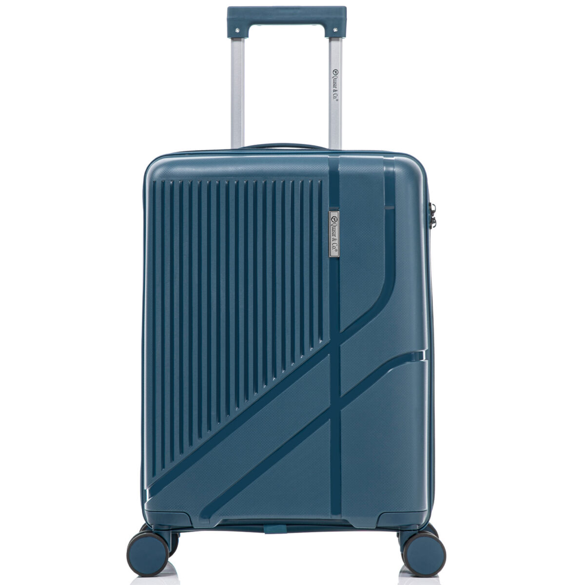 Troler cabina avion Quasar & Co.®, 56x37x23cm, bagaj de mana, troller cu cifru, maner telescopic lung, geamantan cu 4 roti duble silentioase 360°, valiza PP, rezistent, 2 compartimente cu buzunar, 10kg, AERO, albastru petrol 2 Troler cabina avion Quasar & Co.®, 56x37x23cm, bagaj de mana, troller cu cifru, maner telescopic lung, geamantan cu 4 roti duble silentioase 360°, valiza PP, rezistent, 2 compartimente cu buzunar, 10kg, AERO, albastru petrol 2