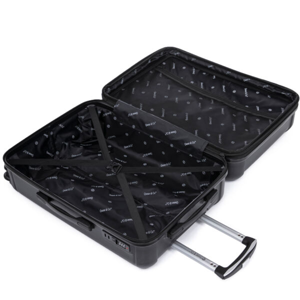 Set 4 trolere Quasar & Co.®, XS/S/M/L, valize cu fermoar antifurt, bagaje mana/cala, cu cifru, maner telescopic, geamantane cu 4 roti duble silentioase 360°, ABS, cate 2 compartimente cu buzunar, SMART, negru - imagine 11