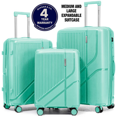 Set 3 trolere Quasar & Co.®, S/M/L, cabina/cala, valize cu fermoar antifurt, bagaje cu cifru, maner telescopic, geamantane cu 4 roti duble silentioase 360°, Mediu-Mare-extensibile, PP, cate 2 compartimente cu buzunar, AERO, verde 10 Set 3 trolere Quasar & Co.®, S/M/L, cabina/cala, valize cu fermoar antifurt, bagaje cu cifru, maner telescopic, geamantane cu 4 roti duble silentioase 360°, Mediu-Mare-extensibile, PP, cate 2 compartimente cu buzunar, AERO, verde 10