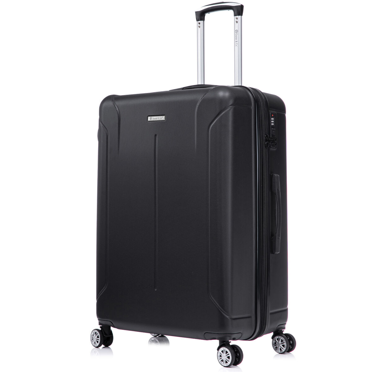 Troler mare extensibil Quasar & Co.®, 76.5x51x32-37cm, bagaj de cala, troller avion cu fermoar antifurt, cifru, maner telescopic, geamantan cu 4 roti duble silentioase 360°, valiza ABS 3 mm, 2 compartimente cu buzunar, SMART, negru 4 Troler mare extensibil Quasar & Co.®, 76.5x51x32-37cm, bagaj de cala, troller avion cu fermoar antifurt, cifru, maner telescopic, geamantan cu 4 roti duble silentioase 360°, valiza ABS 3 mm, 2 compartimente cu buzunar, SMART, negru 4