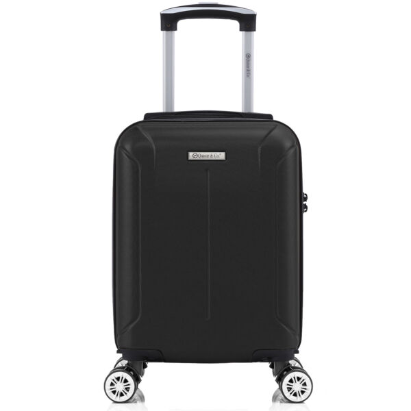 Set 4 trolere Quasar & Co.®, XS/S/M/L, valize cu fermoar antifurt, bagaje mana/cala, cu cifru, maner telescopic, geamantane cu 4 roti duble silentioase 360°, ABS, cate 2 compartimente cu buzunar, SMART, negru - imagine 3