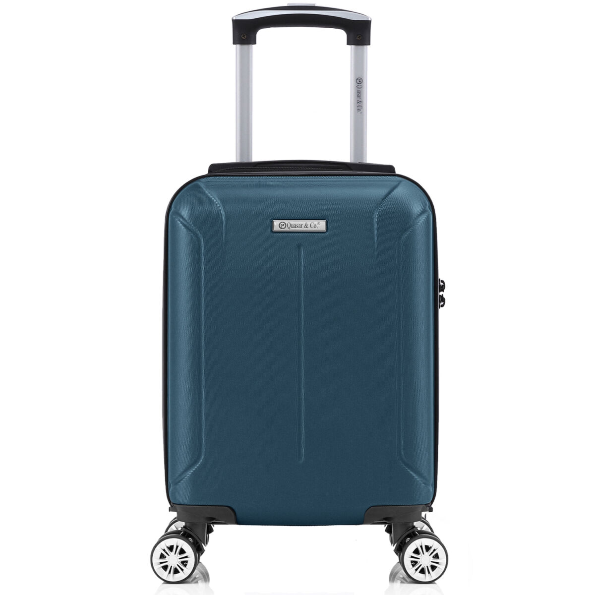 Set 4 trolere Quasar & Co.®, XS/S/M/L, valize cu fermoar antifurt, bagaje mana/cala, cu cifru, maner telescopic, geamantane cu 4 roti duble silentioase 360°, ABS, cate 2 compartimente cu buzunar, SMART, albastru petrol 3