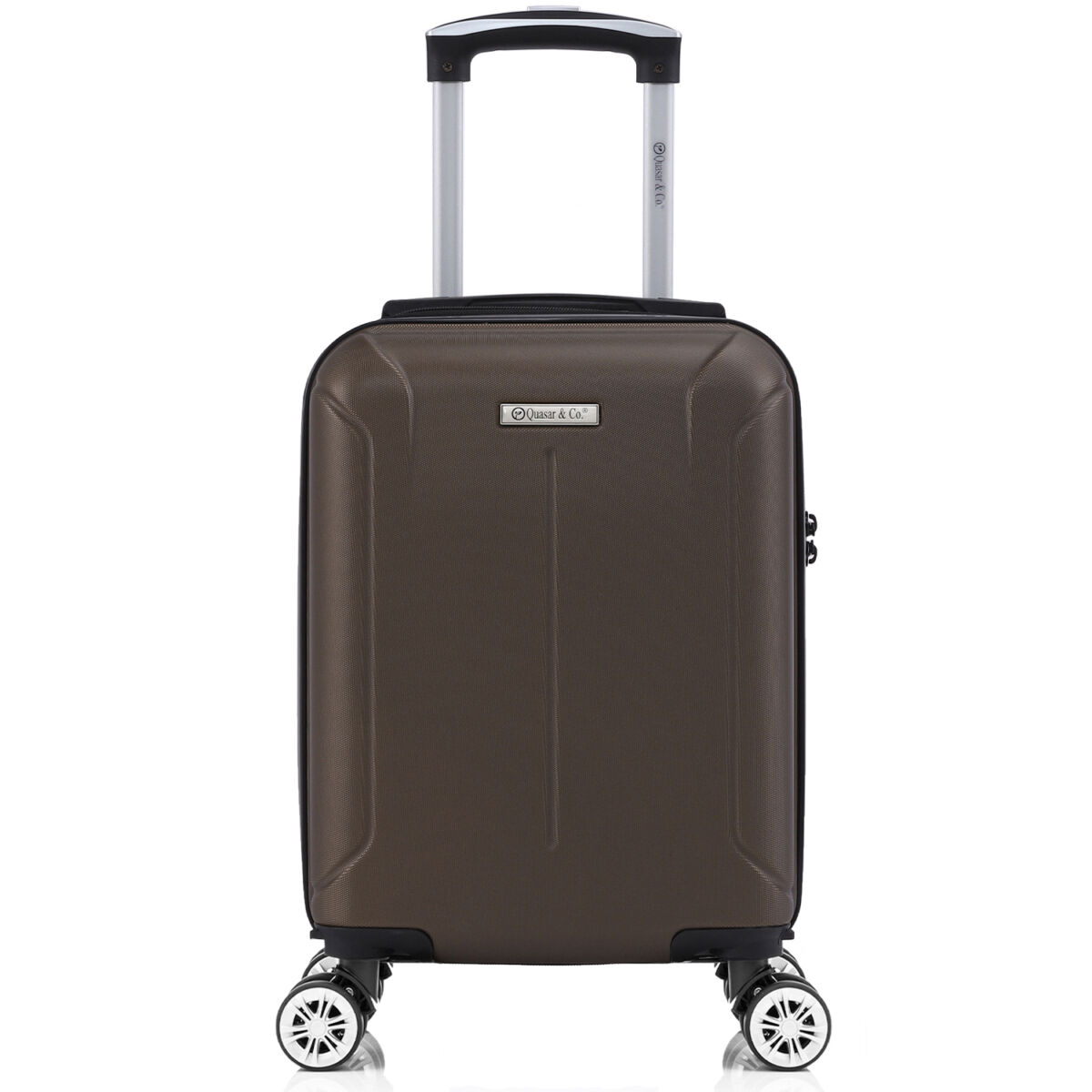 Set 4 trolere Quasar & Co.®, XS/S/M/L, valize cu fermoar antifurt, bagaje mana/cala, cu cifru, maner telescopic, geamantane cu 4 roti duble silentioase 360°, ABS, cate 2 compartimente cu buzunar, SMART, dark coffee 3