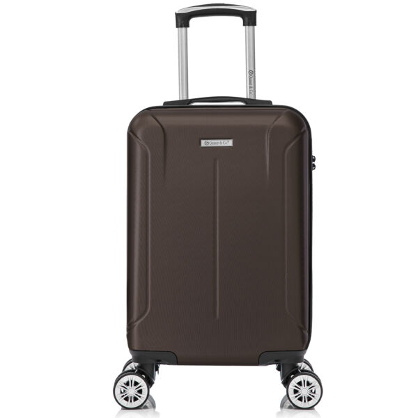 Set 3 trolere Quasar & Co.®, S/M/L, valize cu fermoar antifurt, bagaje cu cifru, maner telescopic, geamantane cu 4 roti duble silentioase 360°, ABS 2.8 mm extradur, captuseala buretata, cate 2 compartimente cu buzunar, SMART, dark coffee - imagine 4