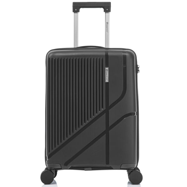 Set 3 trolere Quasar & Co.®, S/M/L, cabina/cala, valize cu fermoar antifurt, bagaje cu cifru, maner telescopic, geamantane cu 4 roti duble silentioase 360°, Mediu-Mare-extensibile, PP, cate 2 compartimente cu buzunar, AERO, negru - imagine 3