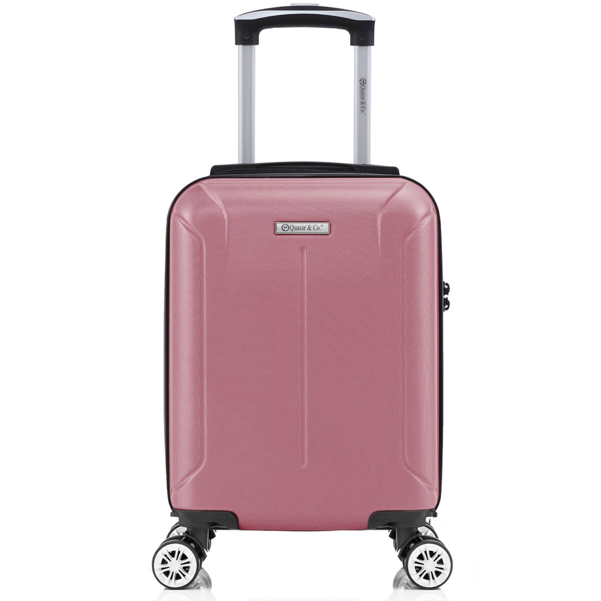 Set 4 trolere Quasar & Co.®, XS/S/M/L, valize cu fermoar antifurt, bagaje mana/cala, cu cifru, maner telescopic, geamantane cu 4 roti duble silentioase 360°, ABS, cate 2 compartimente cu buzunar, SMART, roz pudrat 3