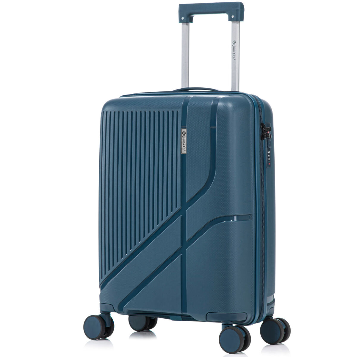 Troler cabina avion Quasar & Co.®, 56x37x23cm, bagaj de mana, troller cu cifru, maner telescopic lung, geamantan cu 4 roti duble silentioase 360°, valiza PP, rezistent, 2 compartimente cu buzunar, 10kg, AERO, albastru petrol 3 Troler cabina avion Quasar & Co.®, 56x37x23cm, bagaj de mana, troller cu cifru, maner telescopic lung, geamantan cu 4 roti duble silentioase 360°, valiza PP, rezistent, 2 compartimente cu buzunar, 10kg, AERO, albastru petrol 3