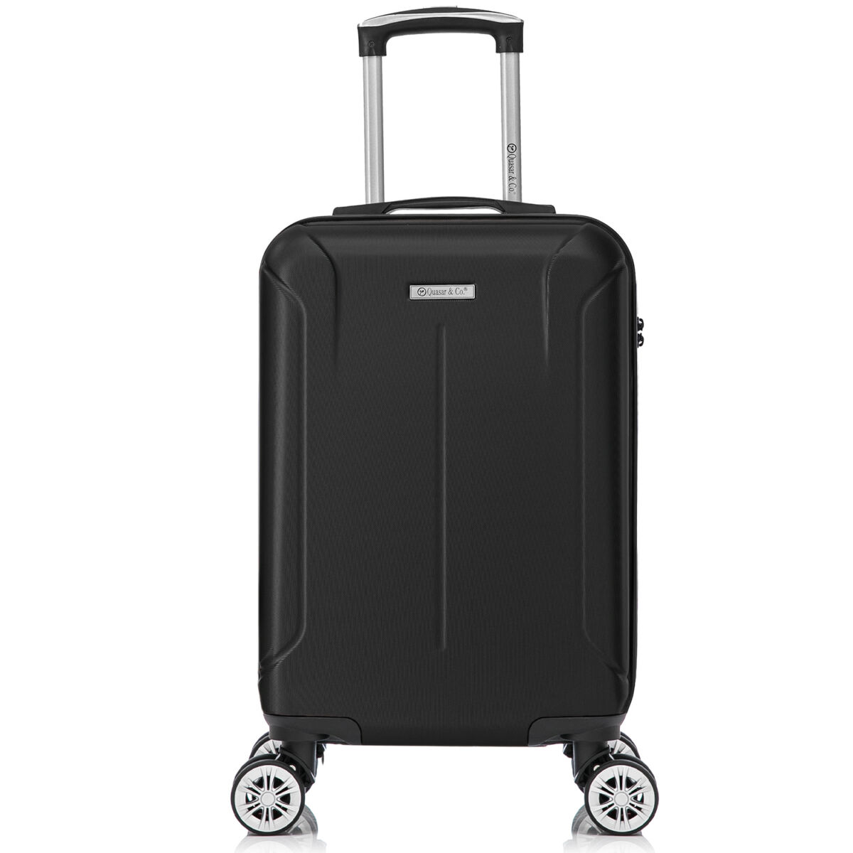 Set 4 trolere Quasar & Co.®, XS/S/M/L, valize cu fermoar antifurt, bagaje mana/cala, cu cifru, maner telescopic, geamantane cu 4 roti duble silentioase 360°, ABS, cate 2 compartimente cu buzunar, SMART, negru 4 Set 4 trolere Quasar & Co.®, XS/S/M/L, valize cu fermoar antifurt, bagaje mana/cala, cu cifru, maner telescopic, geamantane cu 4 roti duble silentioase 360°, ABS, cate 2 compartimente cu buzunar, SMART, negru 4