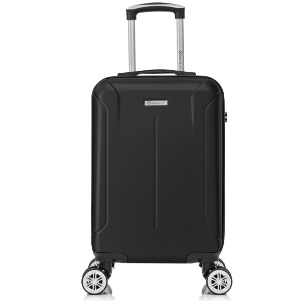 Set 4 trolere Quasar & Co.®, XS/S/M/L, valize cu fermoar antifurt, bagaje mana/cala, cu cifru, maner telescopic, geamantane cu 4 roti duble silentioase 360°, ABS, cate 2 compartimente cu buzunar, SMART, negru - imagine 4
