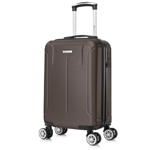 Set 4 trolere Quasar & Co.®, XS/S/M/L, valize cu fermoar antifurt, bagaje mana/cala, cu cifru, maner telescopic, geamantane cu 4 roti duble silentioase 360°, ABS, cate 2 compartimente cu buzunar, SMART, dark coffee - imagine 4