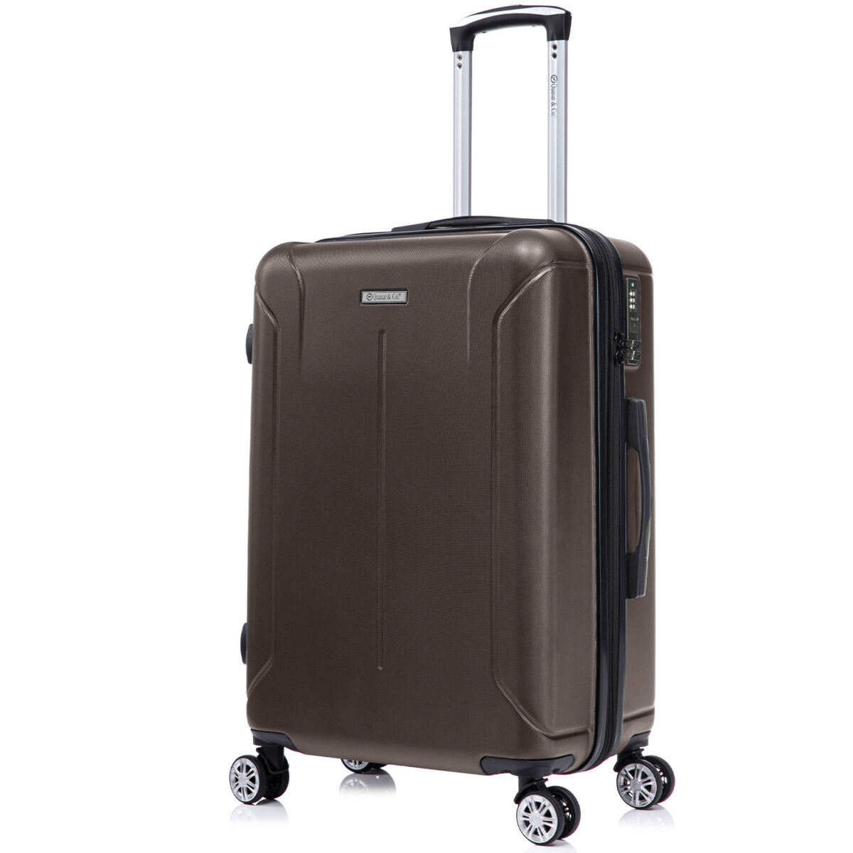 Set 3 trolere Quasar & Co.®, S/M/L, valize cu fermoar antifurt, bagaje cu cifru, maner telescopic, geamantane cu 4 roti duble silentioase 360°, ABS 2.8 mm extradur, captuseala buretata, cate 2 compartimente cu buzunar, SMART, dark coffee 5