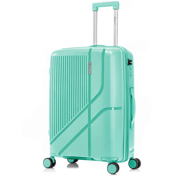 Set 3 trolere Quasar & Co.®, S/M/L, cabina/cala, valize cu fermoar antifurt, bagaje cu cifru, maner telescopic, geamantane cu 4 roti duble silentioase 360°, Mediu-Mare-extensibile, PP, cate 2 compartimente cu buzunar, AERO, verde - imagine 4