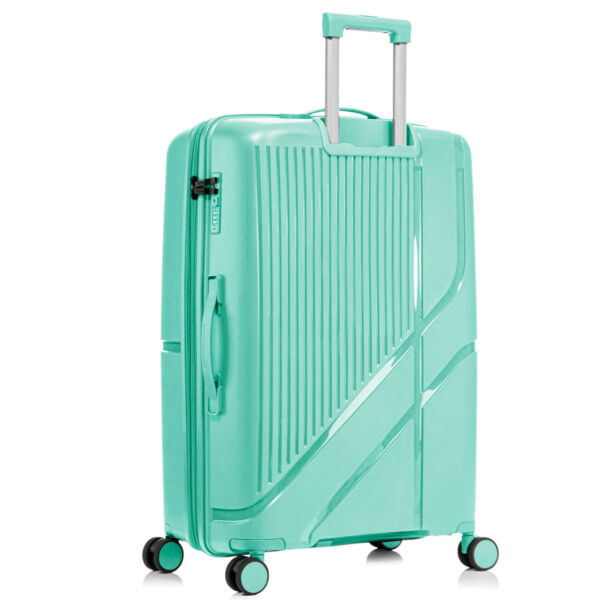 Set 3 trolere Quasar & Co.®, S/M/L, cabina/cala, valize cu fermoar antifurt, bagaje cu cifru, maner telescopic, geamantane cu 4 roti duble silentioase 360°, Mediu-Mare-extensibile, PP, cate 2 compartimente cu buzunar, AERO, verde - imagine 5
