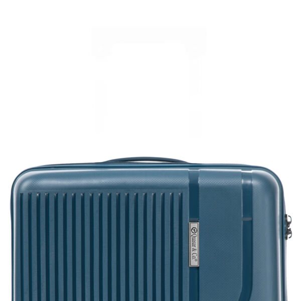 Troler cabina avion Quasar & Co.®, 56x37x23cm, bagaj de mana, troller cu cifru, maner telescopic lung, geamantan cu 4 roti duble silentioase 360°, valiza PP, rezistent, 2 compartimente cu buzunar, 10kg, AERO, albastru petrol - imagine 7