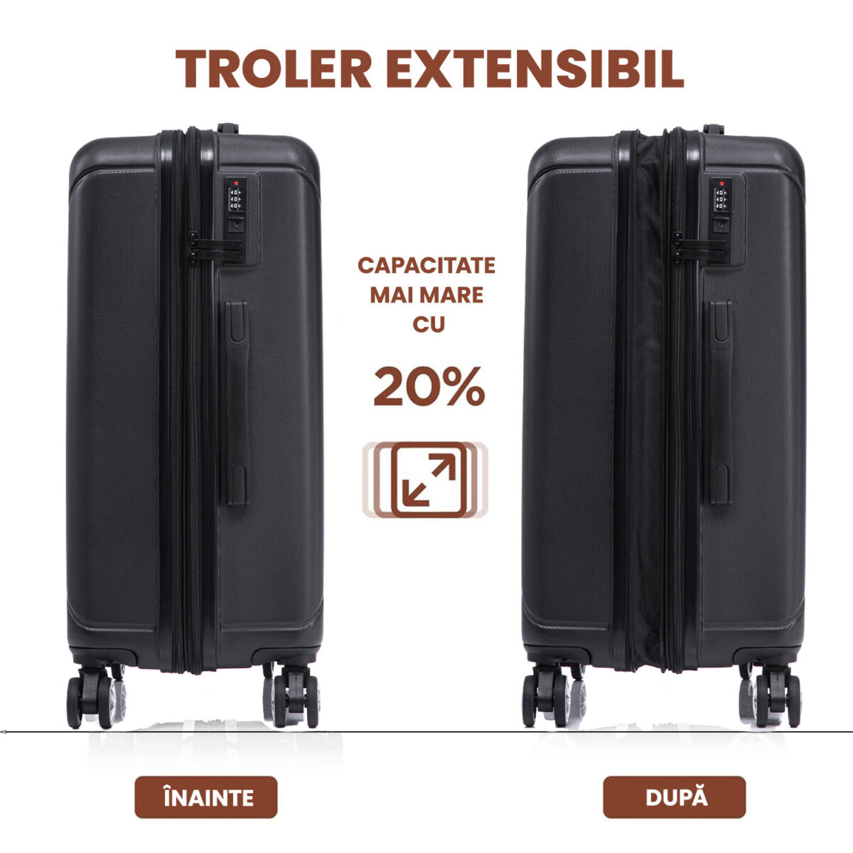 Set 4 trolere Quasar & Co.®, XS/S/M/L, valize cu fermoar antifurt, bagaje mana/cala, cu cifru, maner telescopic, geamantane cu 4 roti duble silentioase 360°, ABS, cate 2 compartimente cu buzunar, SMART, negru 7 Set 4 trolere Quasar & Co.®, XS/S/M/L, valize cu fermoar antifurt, bagaje mana/cala, cu cifru, maner telescopic, geamantane cu 4 roti duble silentioase 360°, ABS, cate 2 compartimente cu buzunar, SMART, negru 7