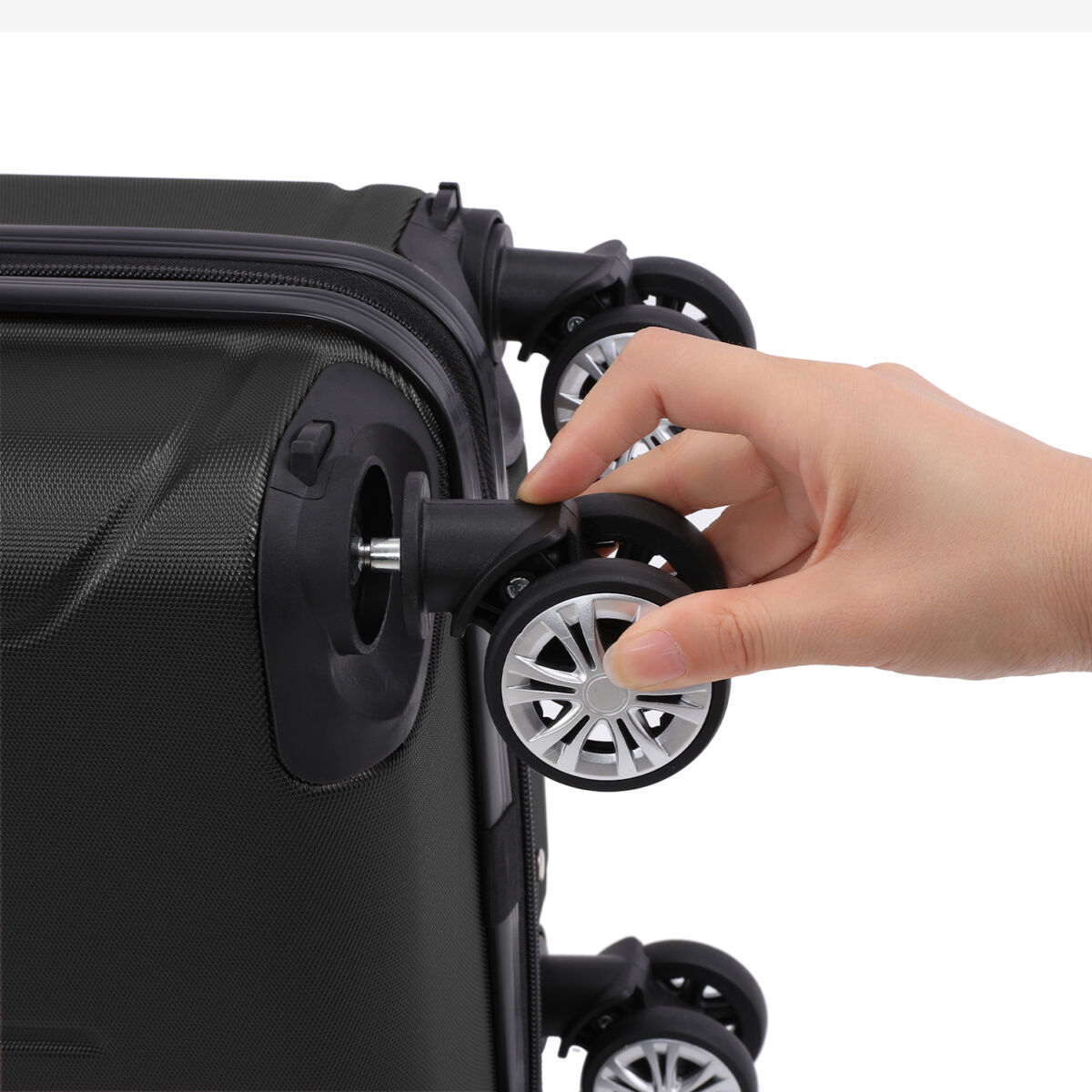 Set 4 trolere Quasar & Co.®, XS/S/M/L, valize cu fermoar antifurt, bagaje mana/cala, cu cifru, maner telescopic, geamantane cu 4 roti duble silentioase 360°, ABS, cate 2 compartimente cu buzunar, SMART, negru 9 Set 4 trolere Quasar & Co.®, XS/S/M/L, valize cu fermoar antifurt, bagaje mana/cala, cu cifru, maner telescopic, geamantane cu 4 roti duble silentioase 360°, ABS, cate 2 compartimente cu buzunar, SMART, negru 9