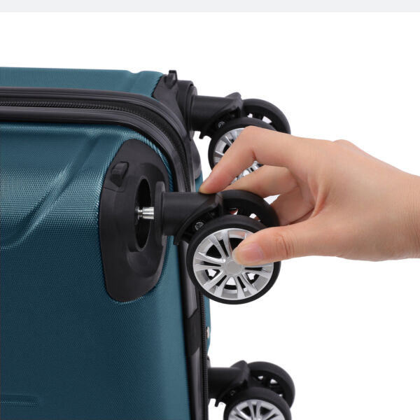 Set 4 trolere Quasar & Co.®, XS/S/M/L, valize cu fermoar antifurt, bagaje mana/cala, cu cifru, maner telescopic, geamantane cu 4 roti duble silentioase 360°, ABS, cate 2 compartimente cu buzunar, SMART, albastru petrol - imagine 9