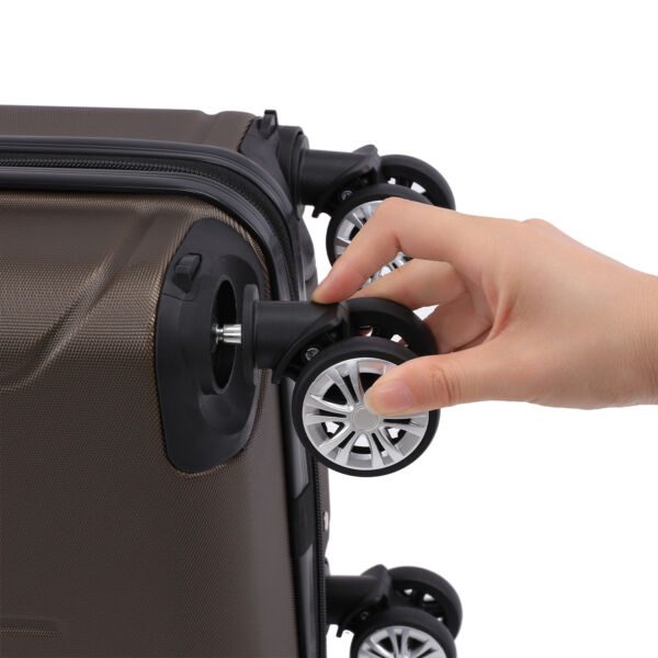 Set 4 trolere Quasar & Co.®, XS/S/M/L, valize cu fermoar antifurt, bagaje mana/cala, cu cifru, maner telescopic, geamantane cu 4 roti duble silentioase 360°, ABS, cate 2 compartimente cu buzunar, SMART, dark coffee - imagine 9