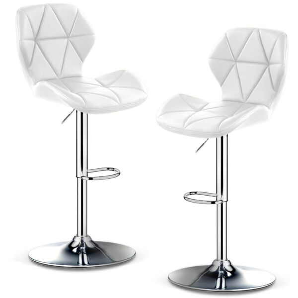 Set 2 scaune bar Quasar & Co.®, inalt, inaltime reglabila, rotativ, sistem rotire 360°, picior antiderapant, baza cromata, suport fix metalic pentru picioare, sezut tip scoica, scaune pretabile bucatarie, piele ecologica, NOMA, alb Scaune bar 2026-04-18 2