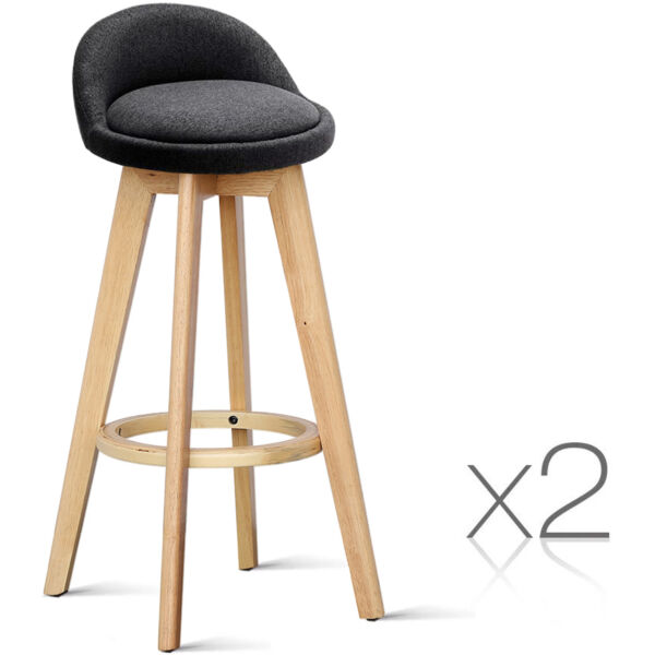 Set 2 scaune bar, Quasar & Co.®, rotative, sistem rotire 360°, inalte, tapitate, pretabile bucatarie, metal cu aspect de lemn/textil/burete, ECHO, negru Scaune bar 2026-06-05
