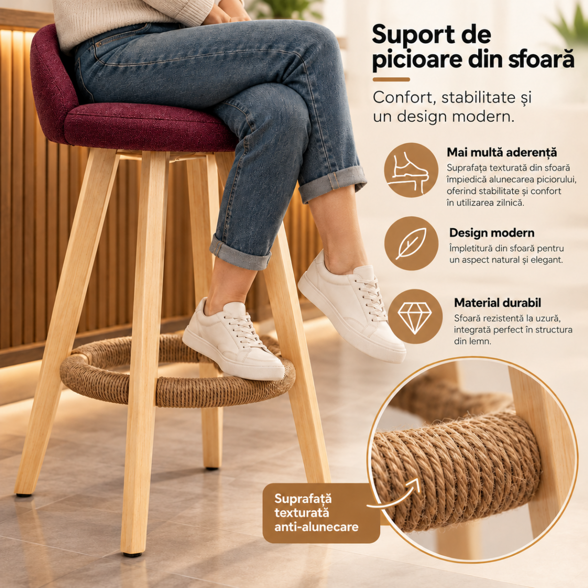 Scaun inalt bar, Quasar & Co.®, scaune bar cu sistem rotire 360°, rotative, tapitate, pretabile bucatarie, lemn / textil, LOFT, visiniu 4 Scaun inalt bar, Quasar & Co.®, scaune bar cu sistem rotire 360°, rotative, tapitate, pretabile bucatarie, lemn / textil, LOFT, visiniu 4