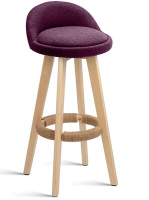 Scaun de bar Quasar & Co.®, rotativ, sistem rotire 360°, inalt, tapitat, scaune pretabile bucatarie, 37x37x80 cm, lemn/textil/burete, LOFT, visiniu 11