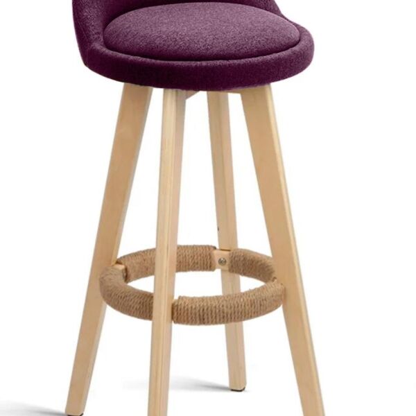 Scaun de bar Quasar & Co.®, rotativ, sistem rotire 360°, inalt, tapitat, scaune pretabile bucatarie, 37x37x80 cm, lemn/textil/burete, LOFT, visiniu