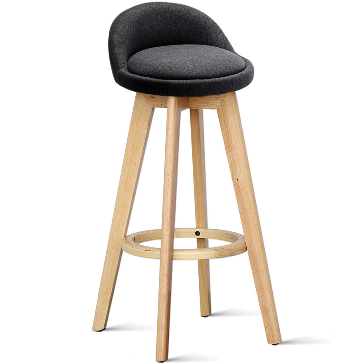 Scaun bar, Quasar & Co.®, rotativ, sistem rotire 360°, inalt, tapitat, pretabil bucatarie, metal cu aspect de lemn/textil/burete, ECHO, negru