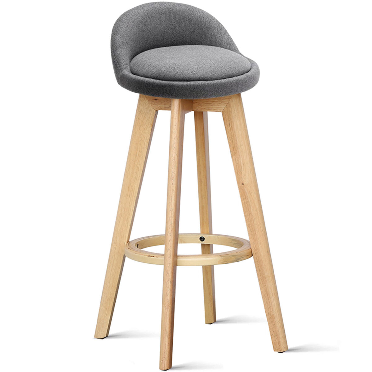 Scaun bar, Quasar & Co.®, rotativ, sistem rotire 360°, inalt, tapitat, pretabil bucatarie, metal cu aspect de lemn/textil/burete, ECHO, gri