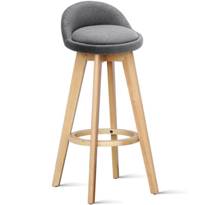 Scaun bar, Quasar & Co.®, rotativ, sistem rotire 360°, inalt, tapitat, pretabil bucatarie, metal cu aspect de lemn/textil/burete, ECHO, gri 8