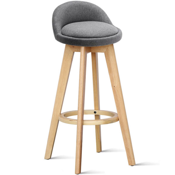 Scaun bar, Quasar & Co.®, rotativ, sistem rotire 360°, inalt, tapitat, pretabil bucatarie, metal cu aspect de lemn/textil/burete, ECHO, gri - imagine 1