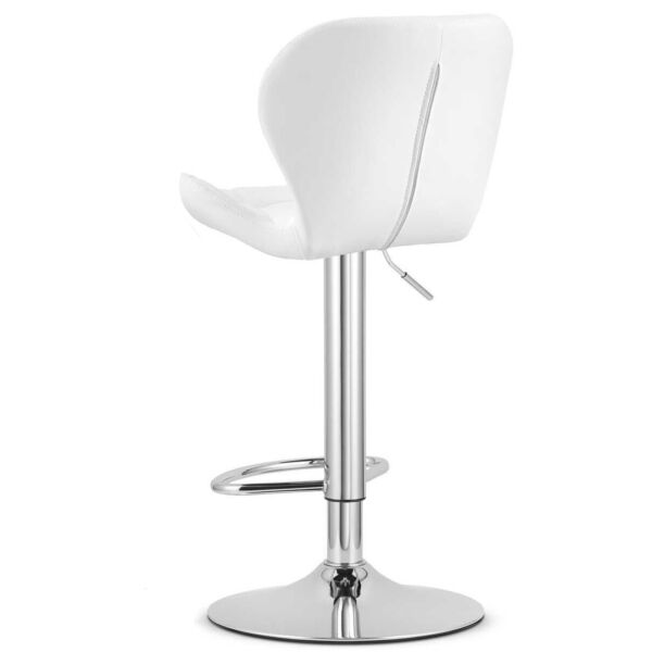 Scaun bar, Quasar & Co.®, inaltime reglabila, sistem rotire 360°, picior antiderapant, baza cromata, suport fix metalic pentru picioare, sezut tip scoica, piele ecologica, NOMA, alb - imagine 3